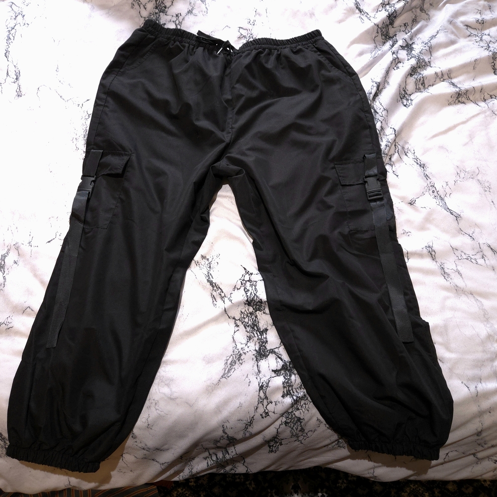 Black Buckle Cargo Pants